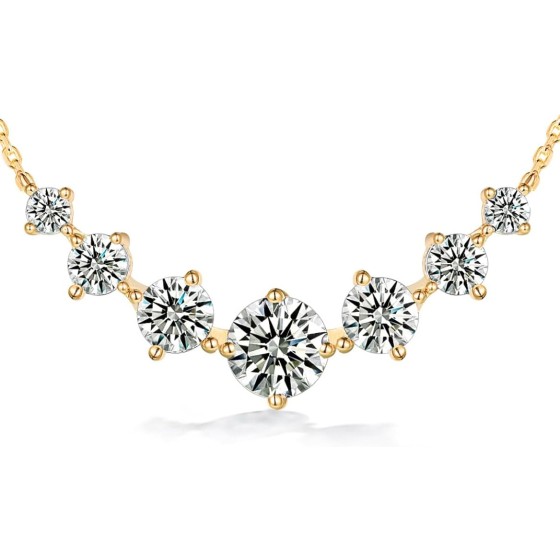 FWM 7 Stones Moissanite/Sapphire/Ruby/Emerald Necklace for Women, 2.80/1.62 Carat Pendant Necklace, Solid 925 Sterling Silver, Anniversary Romantic Gift for Her, Birthday Gifts for Mom Wife Daughter