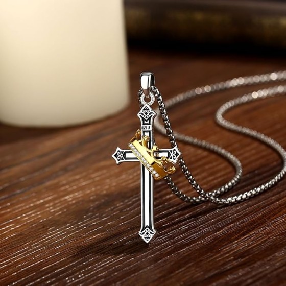 AEONSLOVE 925 Sterling Silver Saint Benedict/St Michael/Cruz de Caravaca Pendant Necklace Religious Gifts for Women Men
