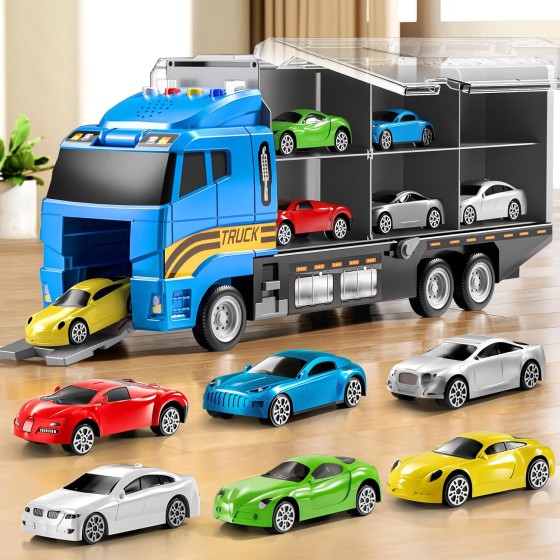 Truck Vehicle Set With Play Mat, Die-Cast Car Carrier