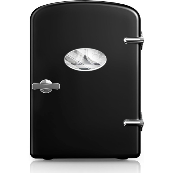 YSSOA 9 Cans Compact Mini Fridge, Warmer and Cooler Portable Refrigerator with Observation, Freon-Free & Eco Friendly, 6L with window