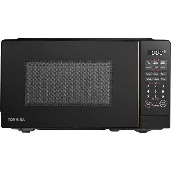 TOSHIBA Small Microwave Oven with 11 Power Levels, Sound On/Off & Eco Mode, Cu Ft, 700W, Black, MM-EM07PA(BK), ChefDefrost-0.7 Cu.Ft
